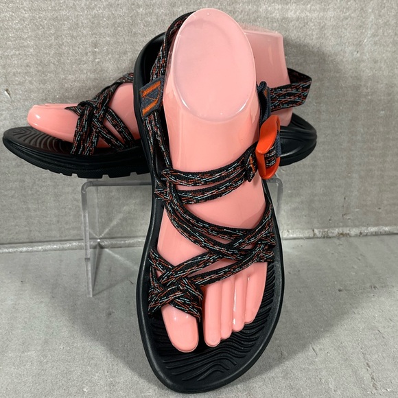 Chaco Women's ZX/2 Classic Navy/Orange/Light Blue Sandals Size 8 - Picture 4 of 11